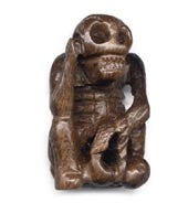 Netsuke Mali Wood Skull Bead