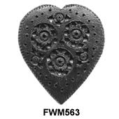 Moghal Heart Floral Ebony Pendant Bead FWM563