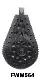 Moghal Teardrop Floral Ebony Pendant Bead FWM564