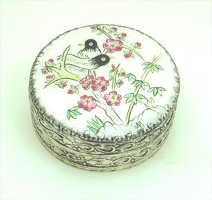 Small Birds Porcelain Top Silver Box