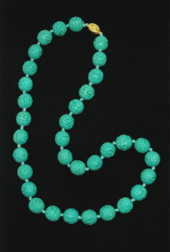 Turquoise Cinnabar Round Floral Necklace