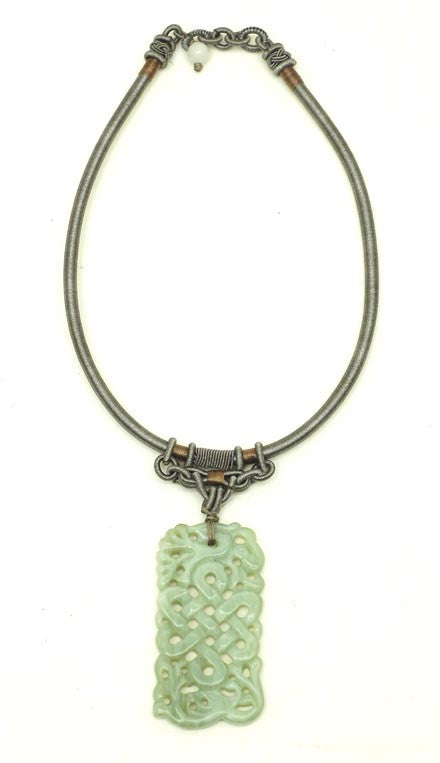 Soo Chow Jade Eternal Knot Silk Macrame Choker