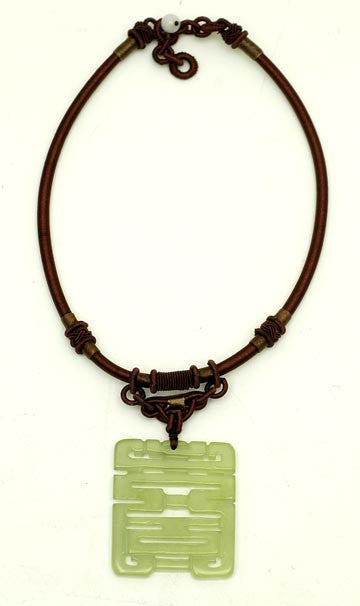 Soo Chow Jade Eternal Knot Silk Macrame Choker NR205