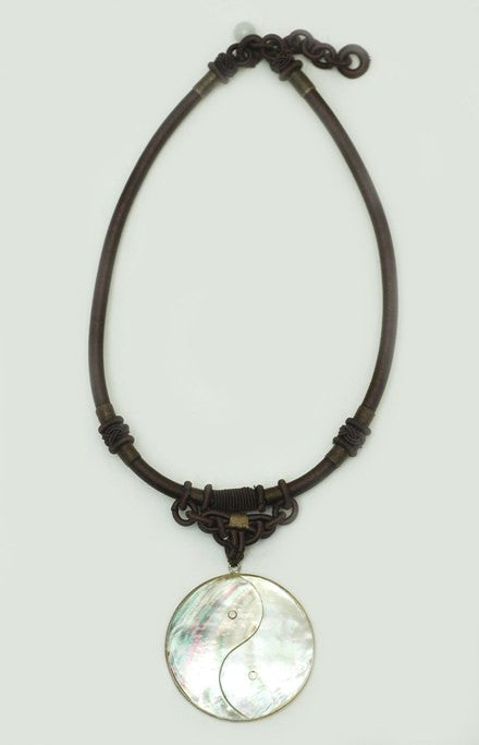 Mother of Pearl Yin Yang Silk Macrame Choker