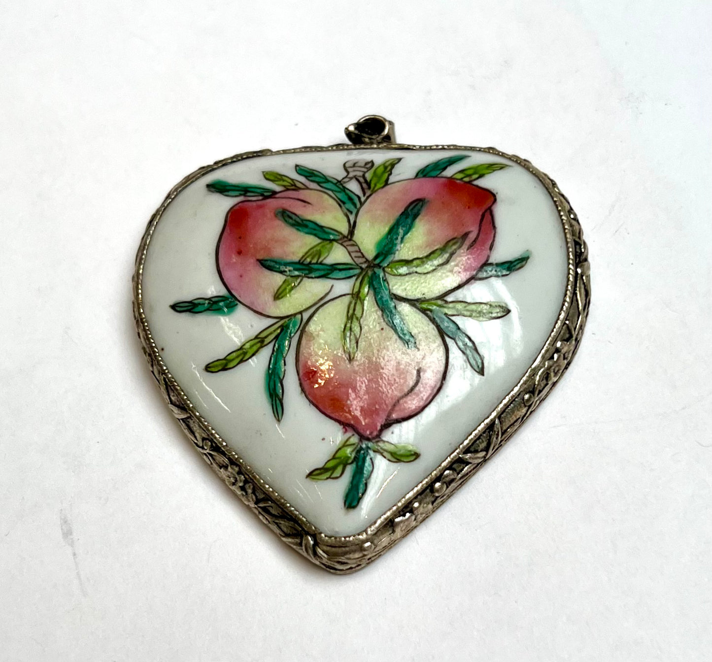 Porcelain Pendant with Silver plated frame