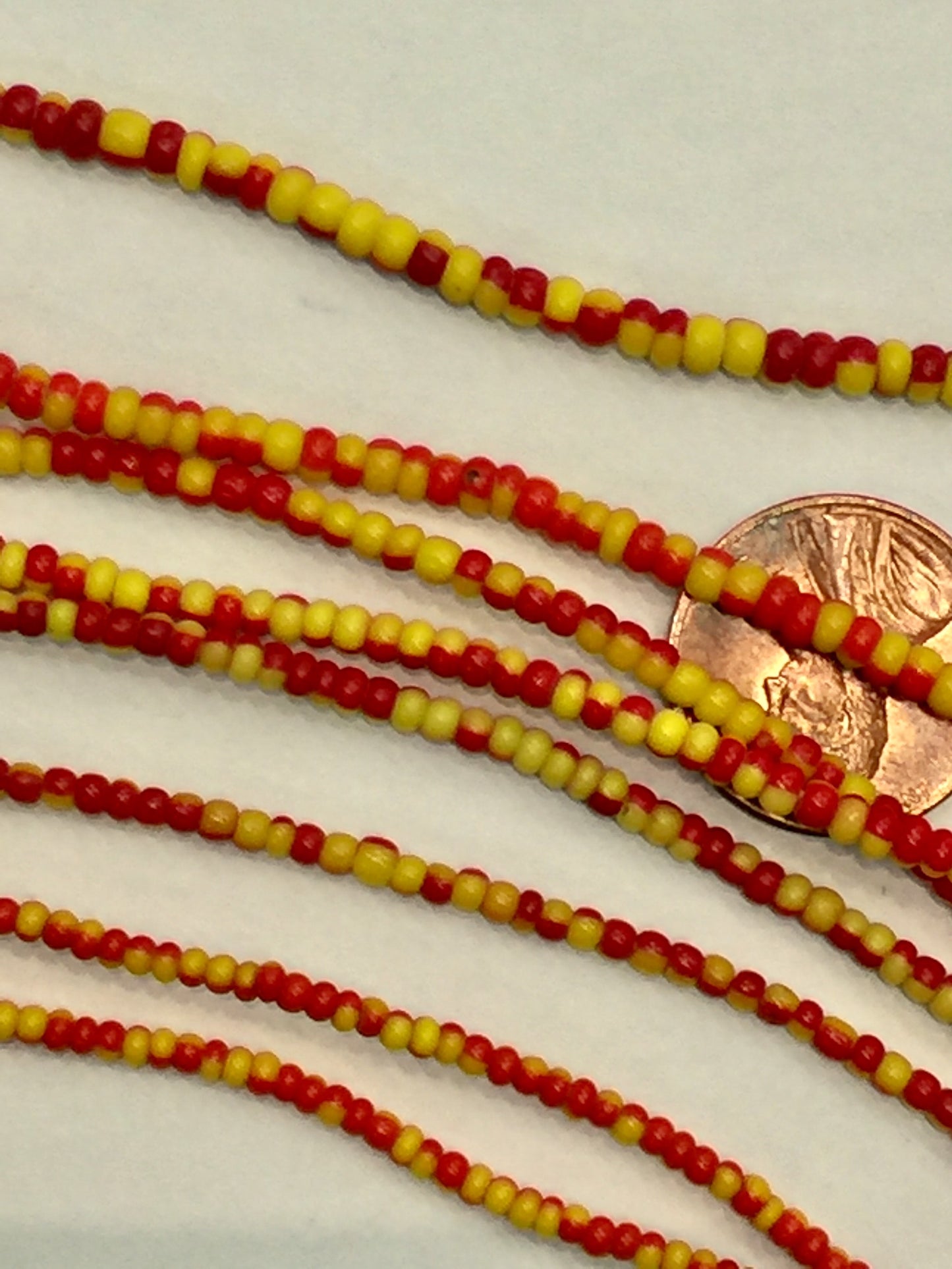 Vintage Orange and Yellow Small Ghana Glass Beads BA-A3ERY