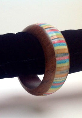 Wood and Multi-Colored Bone Bangle