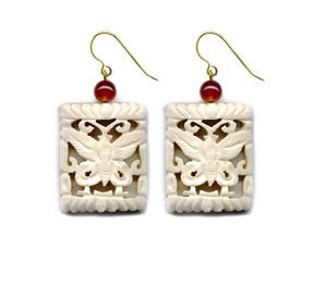 Butterfly Cut-Out Bone Carnelian Earrings