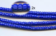 Vintage Electric Blue and White Striped Small Ghana Glass Beads BA-A43NB
