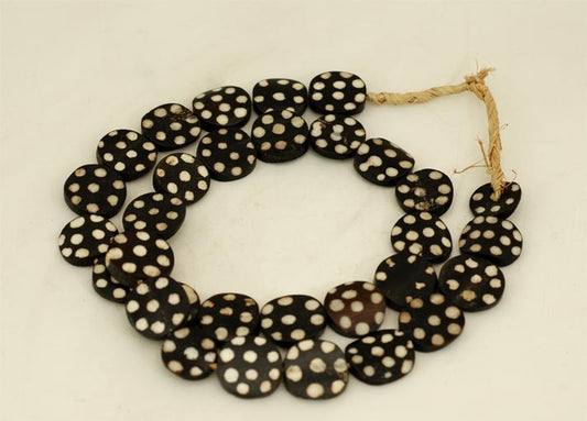 Batik Bone Polka Dot Disc Bead Strand BA-B08C