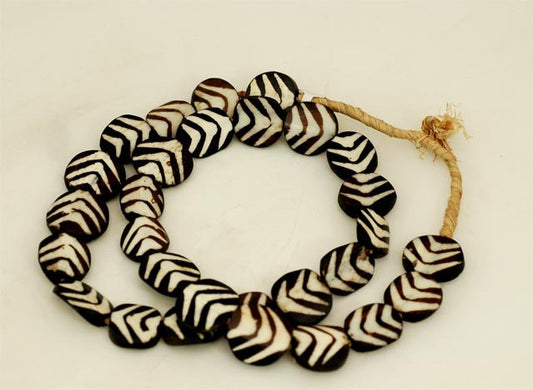 Batik Bone Stripe Disc Bead Strand BA-B08E