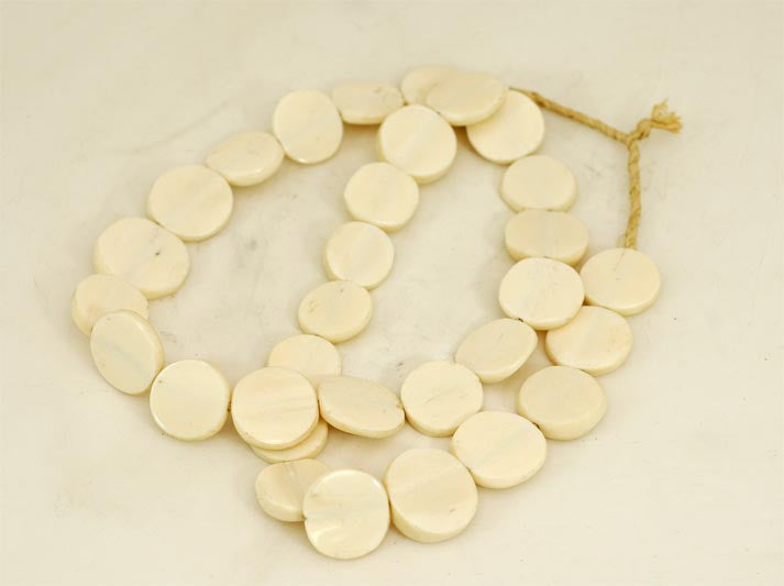 White Disc Bone Bead Strand BA-B08W