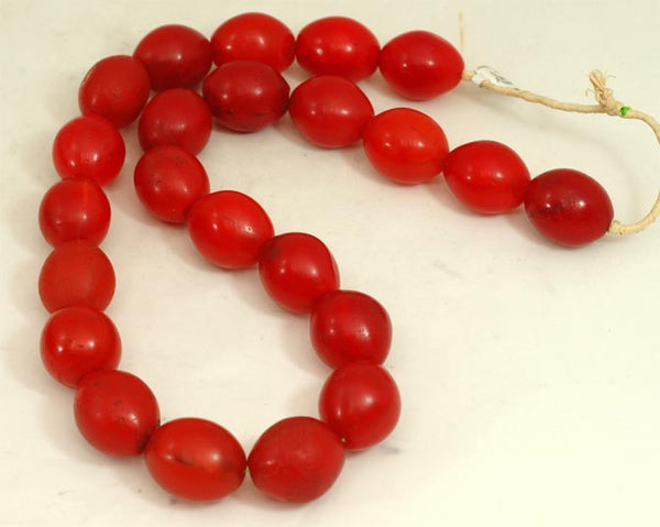 Large Vibrant Red Oval Glass Beads BA-FRVL