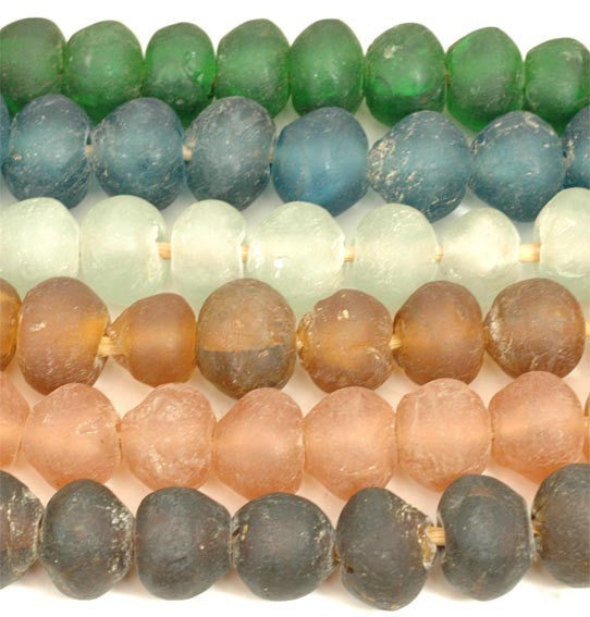 Recycled Glass Ghana Large Round Bead - 7 Colors