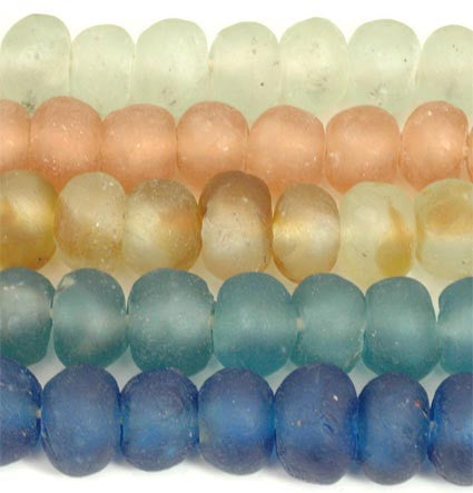 Recycled Glass Ghana Medium Round Bead - 6 Colors