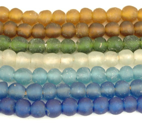 Recycled Glass Ghana Extra Small Round Bead - 9 Colors