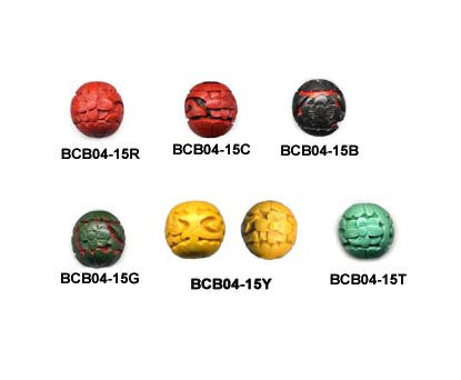 15mm Flower Cinnabar Bead BCB04-15 — 6 Colors