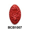 Carved Flat Oval Cinnabar Bead BCB1007