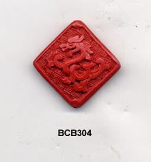 Diagonal Dragon Cinnabar Bead BCB304