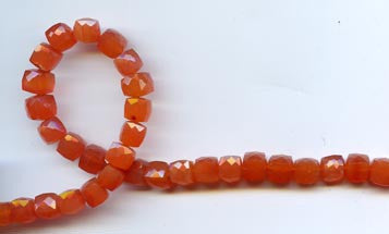 Carnelian Faceted Cube Beads BCNF404