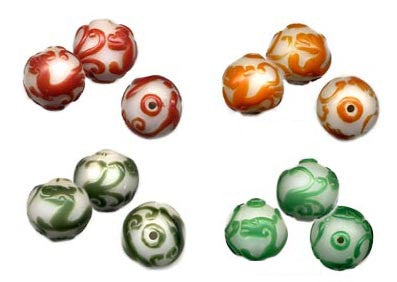 20mm Dragon Carved Glass Bead BGC170 - 4 Colors