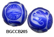 Carved Peking Glass Bead Longevity 25mm  BGC205 - 4 Colors