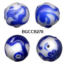 Carved Peking Glass Bead Salamander 25mm  BGC270 - 3 Colors