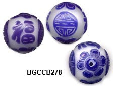 Carved Peking Glass Bead Pegasus, Rabbit, Floral, Fu and Happiness  BGC - 5 Styles