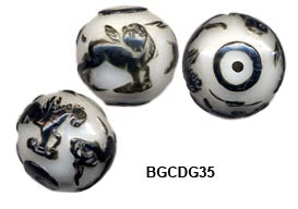 Carved Peking Glass Bead Pegasus, Rabbit, Floral, Fu and Happiness  BGC - 5 Styles