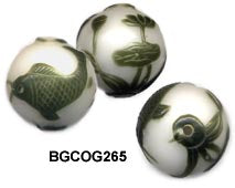 Carved Peking Glass Bead Fish, Frog & Turtle 28mm  BGC - 5 Styles