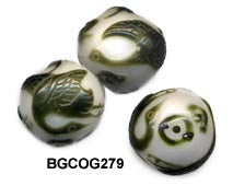 Carved Peking Glass Bead Cranes 25-28mm  BGC79 - 4 Colors