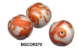 Carved Peking Glass Bead Salamander 25mm  BGC270 - 3 Colors