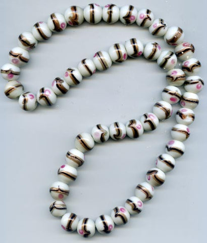15mm White and Pink Glass Bead BGH734