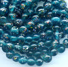 12mm Teal Textured Glass Beads BGH740