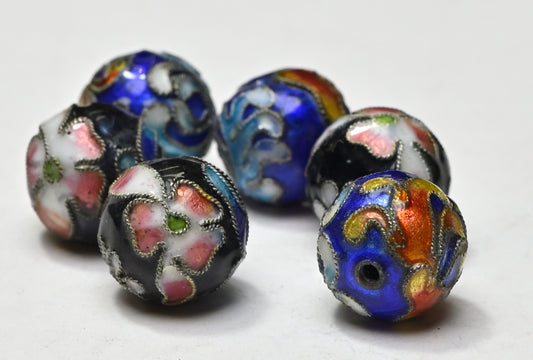 Bead Metal Enamel Silver Plated Floral 12mm BM114