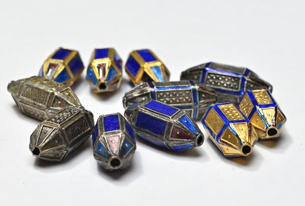 Bead Enamel Panel Gold or Silver Plated Metal Lantern Shape
