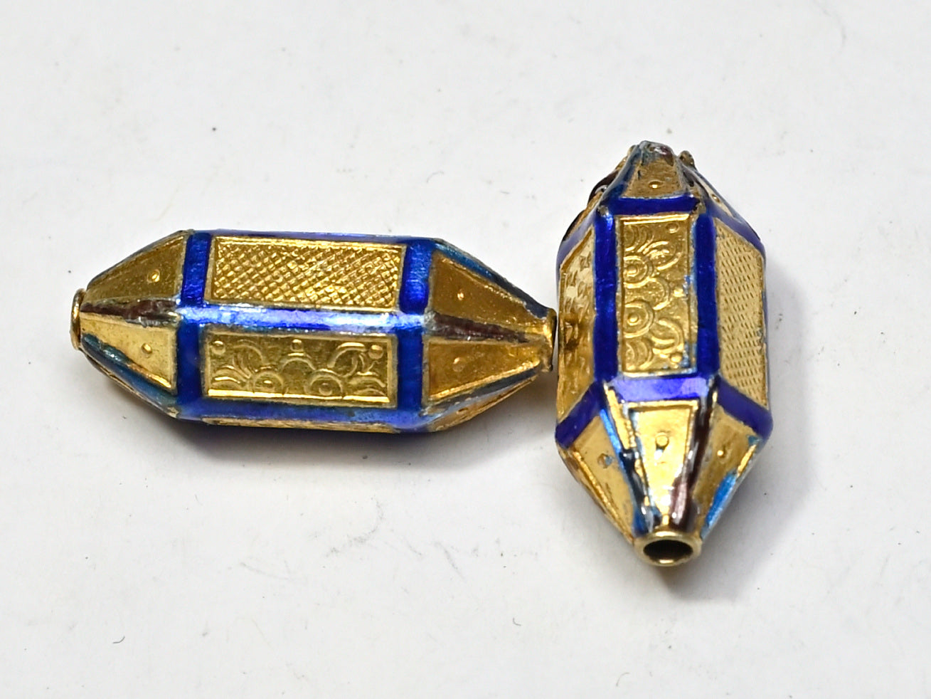 Bead Enamel Panel Gold or Silver Plated Metal Lantern Shape