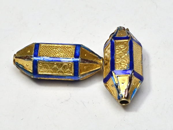 Bead Enamel Panel Gold or Silver Plated Metal Lantern Shape