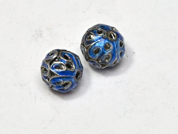 Bead Enamel Silver Plated Metal Open Lace 10mm BM58