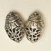 Silver Plated Oval Bead with Tibetan Symbols  BM75, BM76  1-3/8