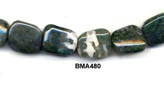 Moss Agate Pebble Beads BMA480