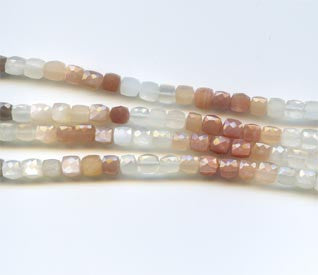 Multi Moonstone Faceted Cube Beads BMLF404