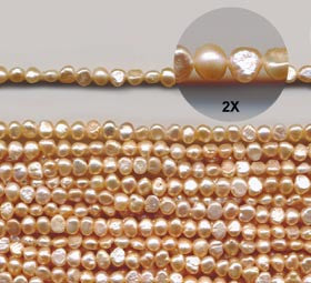 Small Apricot Pearl Nugget Beads Strand BPL155AP