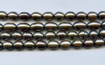 Olive Peacock Pearl Rice Shaped Beads Strand BPL201GP
