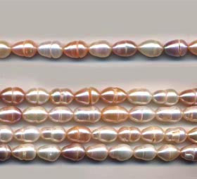 Multi Color Pearl Rice Shaped Beads Strand BPL203