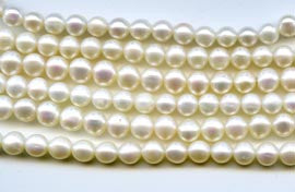 Peachy White Pearl Semi-Round Beads Strand BPL3041PE