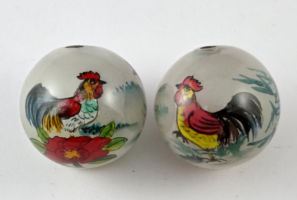 Reverse Painted Glass Beads 24mm Round - 5 Designs