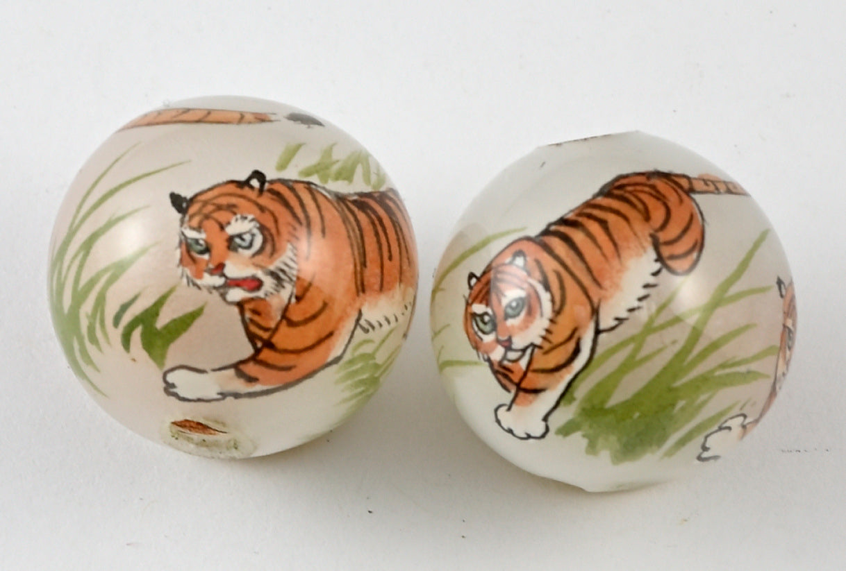 Reverse Painted Glass Beads 24mm Round - 5 Designs