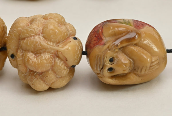 Chinese Zodiac Animals Carved Tagua Nut 25mm Round Beads BTA103-25Z