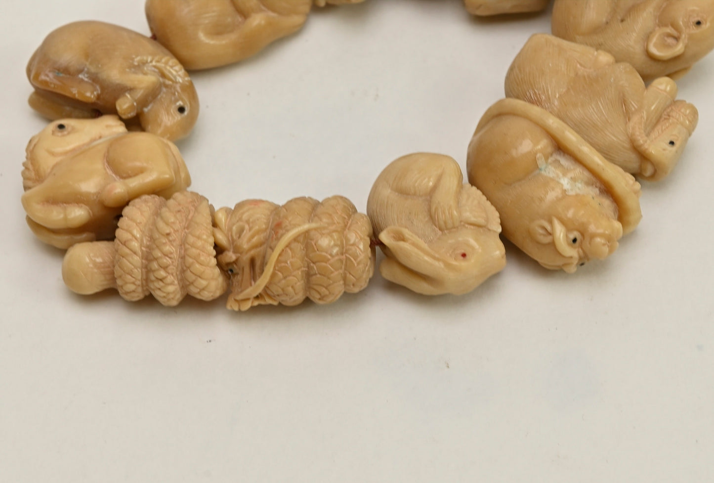 Chinese Zodiac Animals Carved Tagua Nut Beads BTA103Z